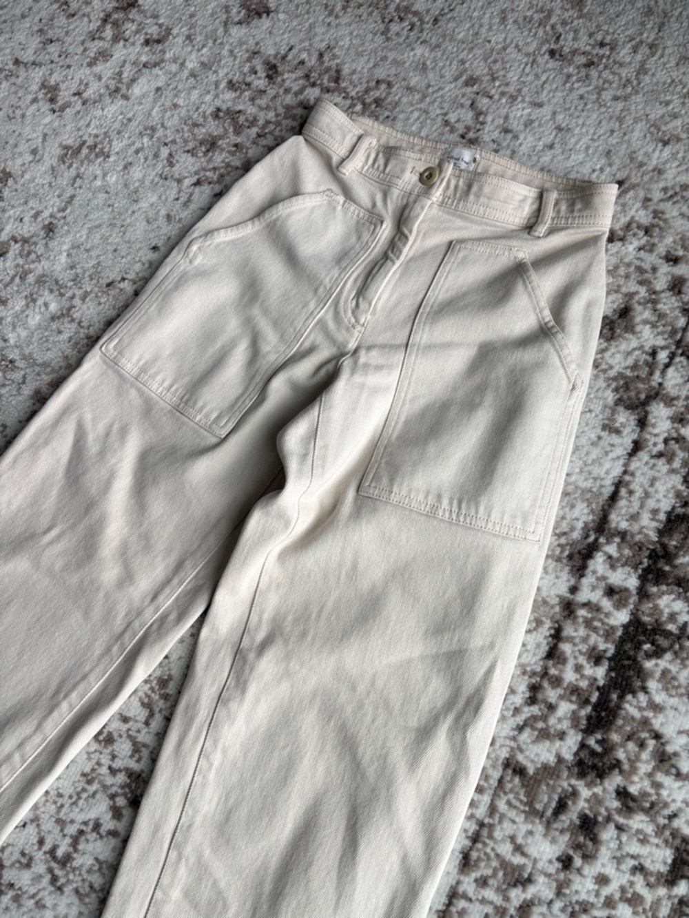 Wilfred Free Aritzia Off-White/Cream Modern Utility Mid-Rise Jean Pants - Picture 4 of 11